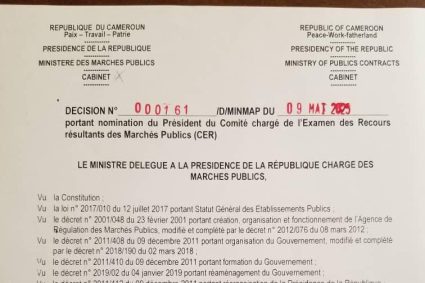 Décision N°000161/D/MINMAP du 09 mai 2025