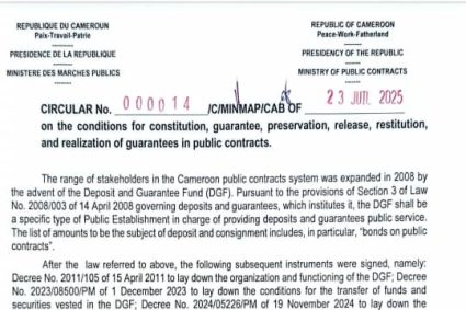 CIRCULAR No 000014/C/MINMAP/CAB of 23 JULY 2025